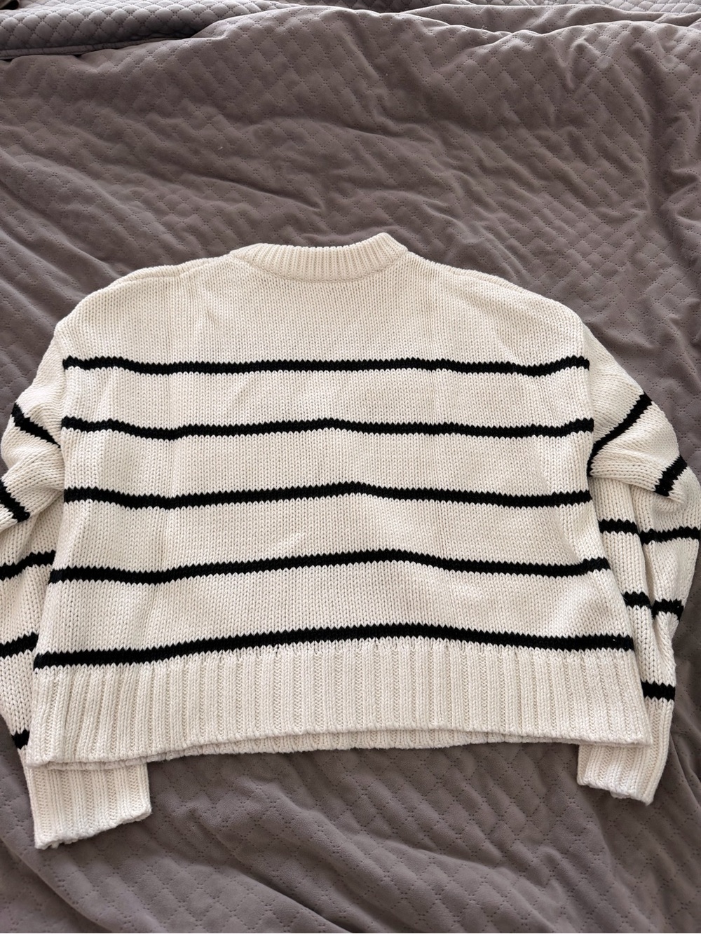 Jenni Kayne Cream and Black Chloe Crew Neck Knit Sweater - Picture 2 of 3